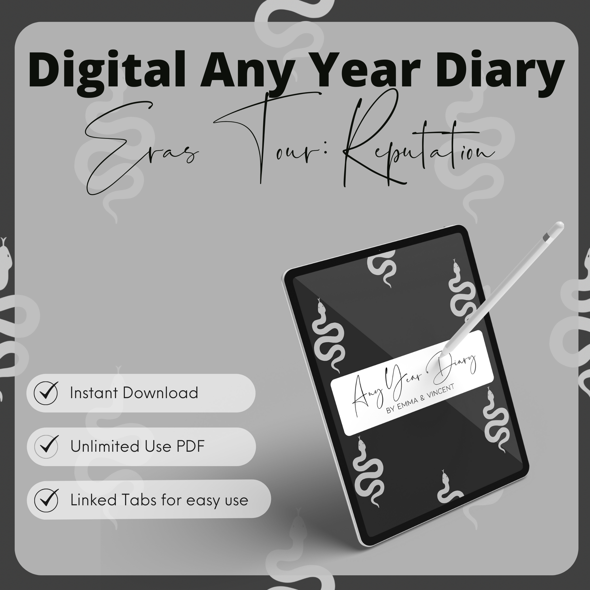 DIGITAL ANY YEAR DIARY (Reputation Print - The Eras Tour)