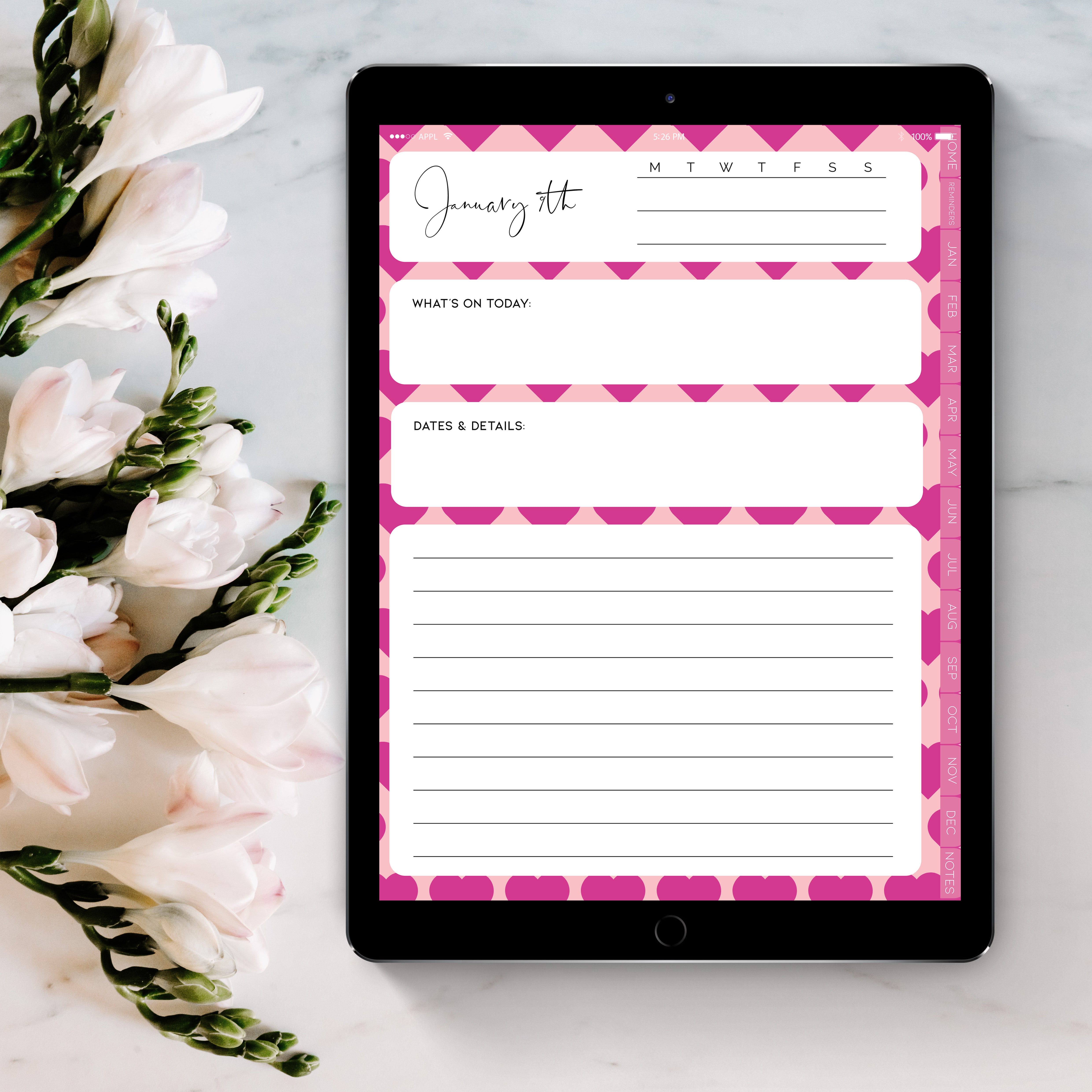 DIGITAL ANY YEAR DIARY (Valentine's Print 2)