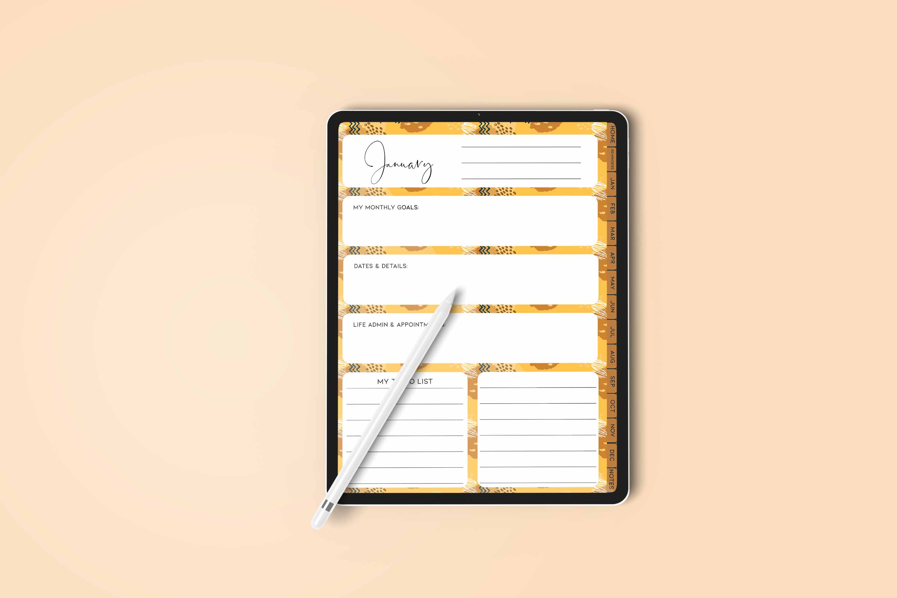 DIGITAL ANY YEAR DIARY (Gentle Mottle Print 1)