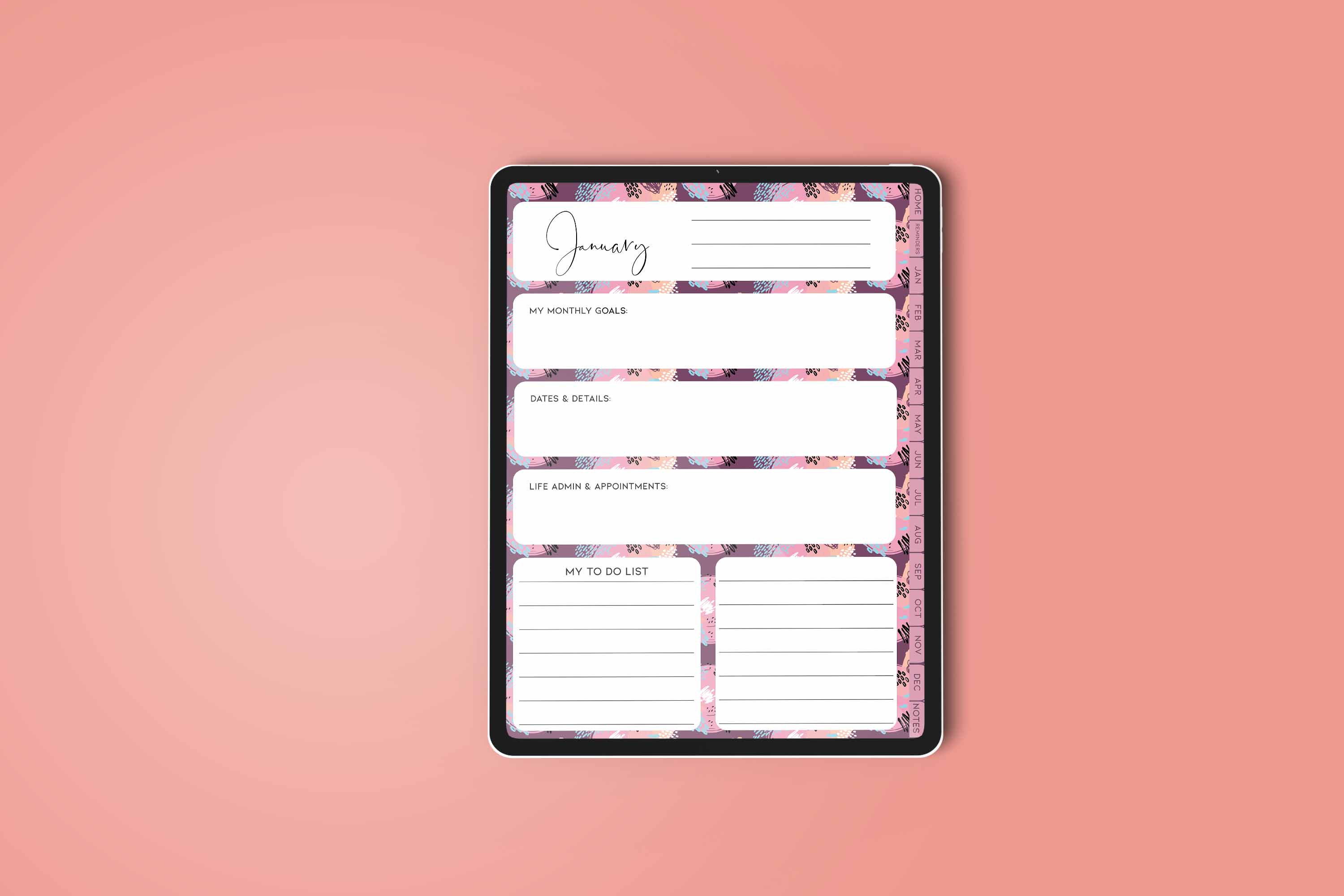 DIGITAL ANY YEAR DIARY (Gentle Mottle Print 2)