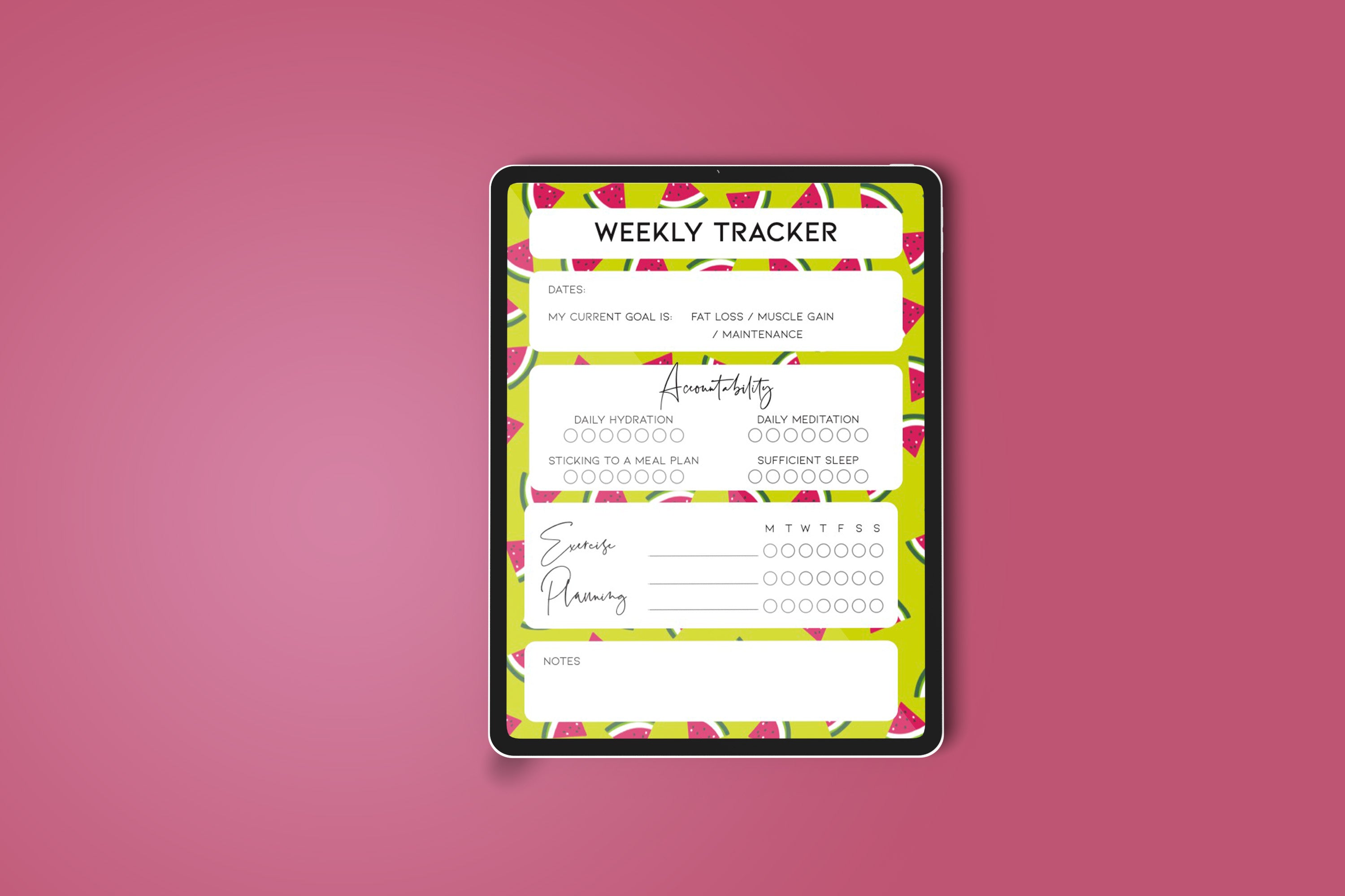 DIGITAL HEALTH PLANNER (Funky Fruits 1 Print)