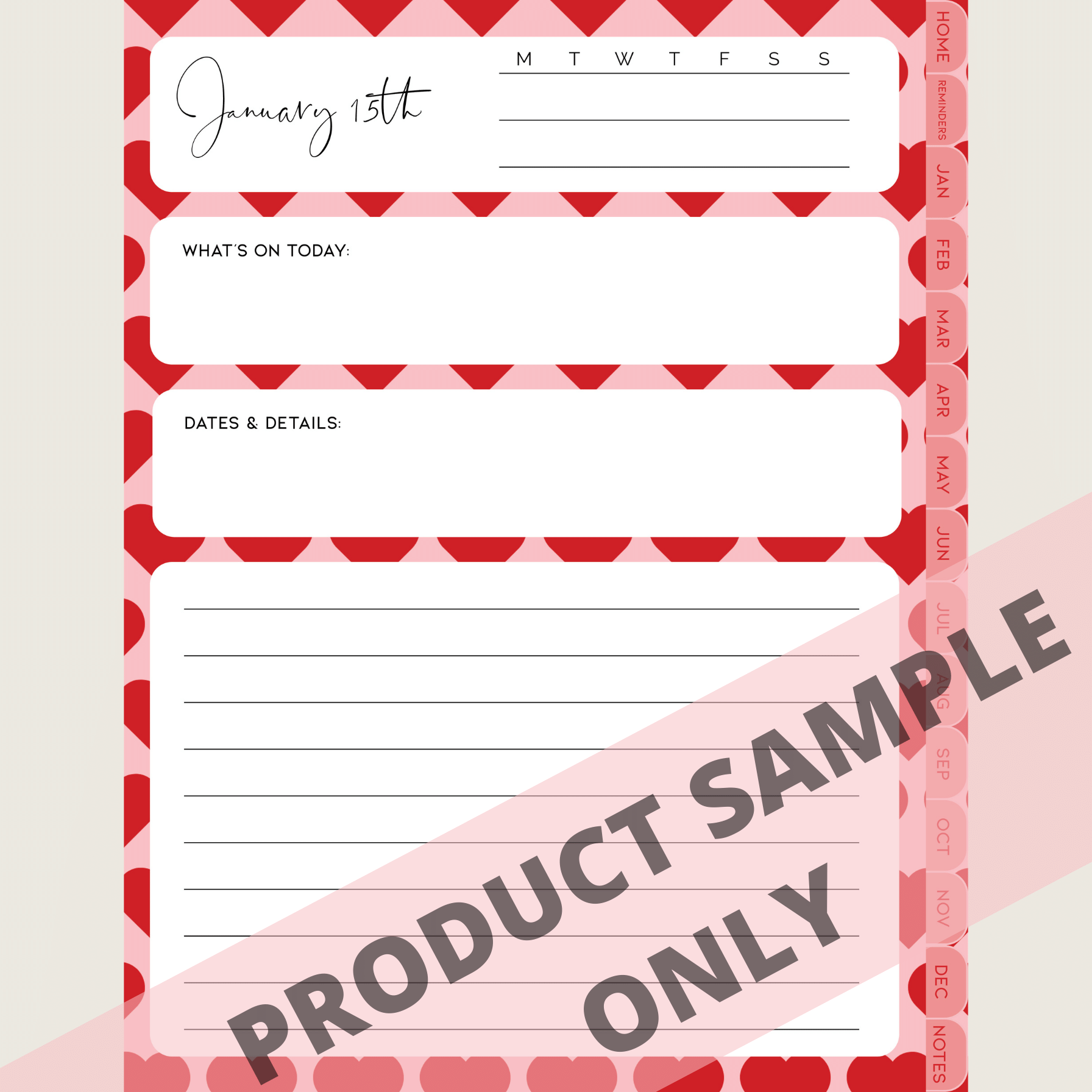 DIGITAL ANY YEAR DIARY (Valentine's Print 1)