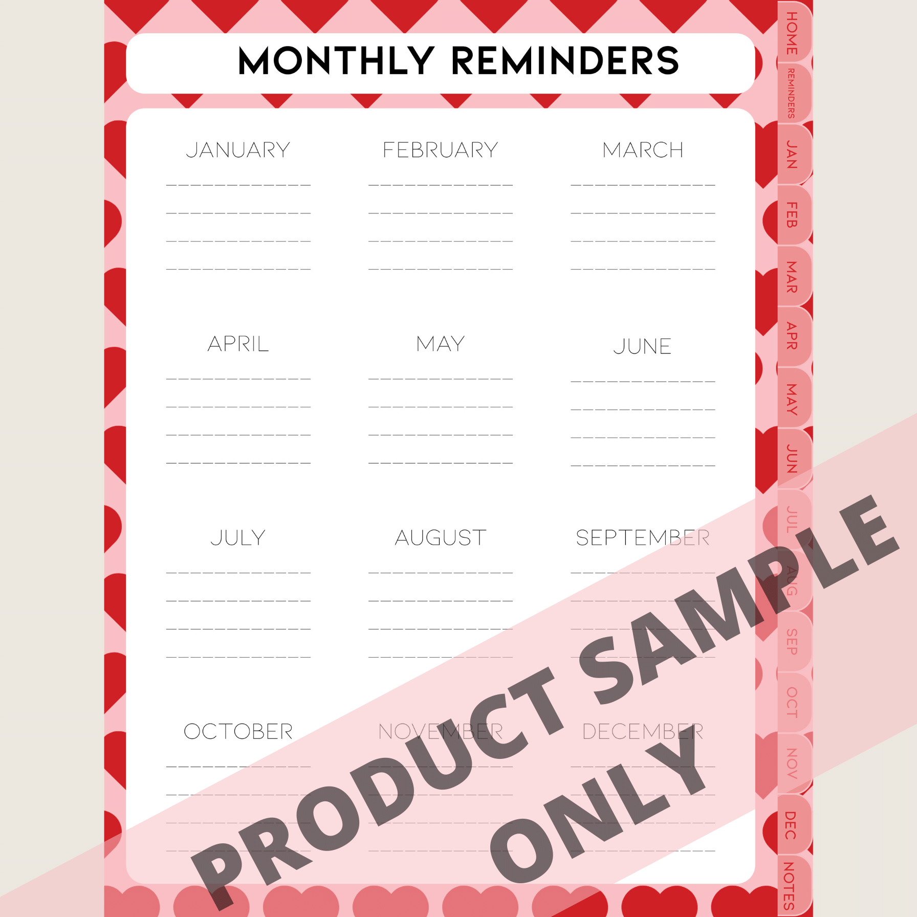 DIGITAL ANY YEAR DIARY (Valentine's Print 1)