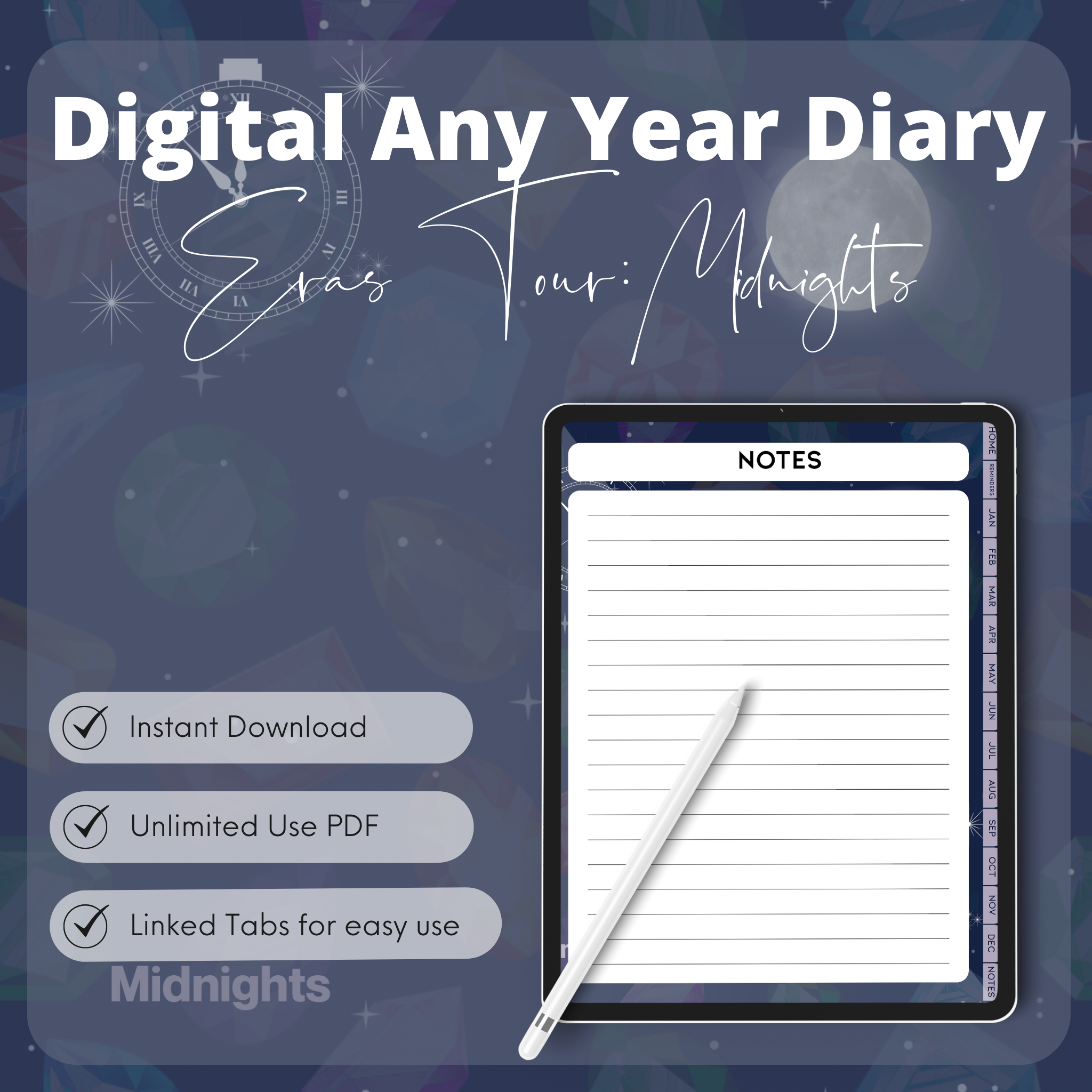 DIGITAL ANY YEAR DIARY (Midnights Print - The Eras Tour)