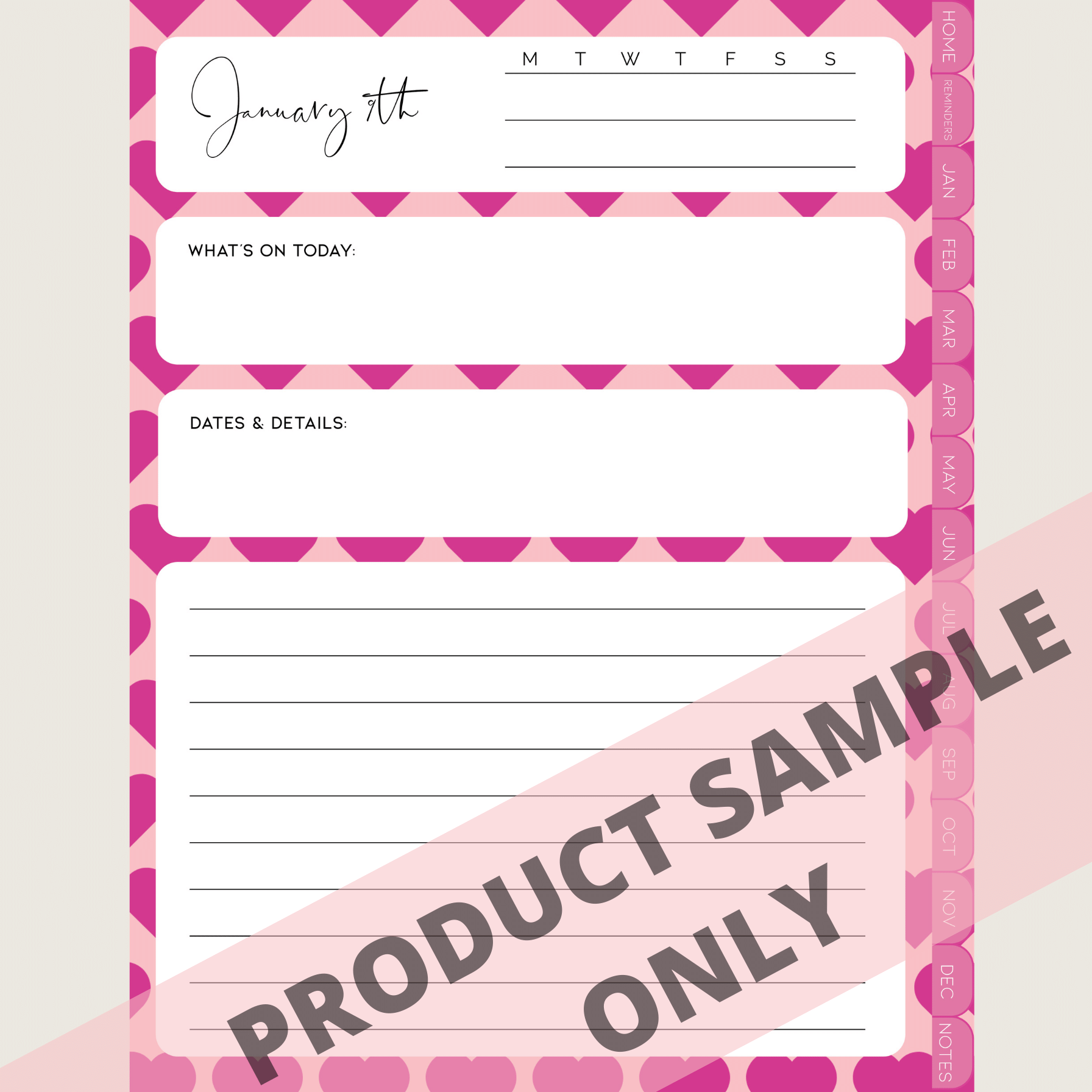 DIGITAL ANY YEAR DIARY (Valentine's Print 2)
