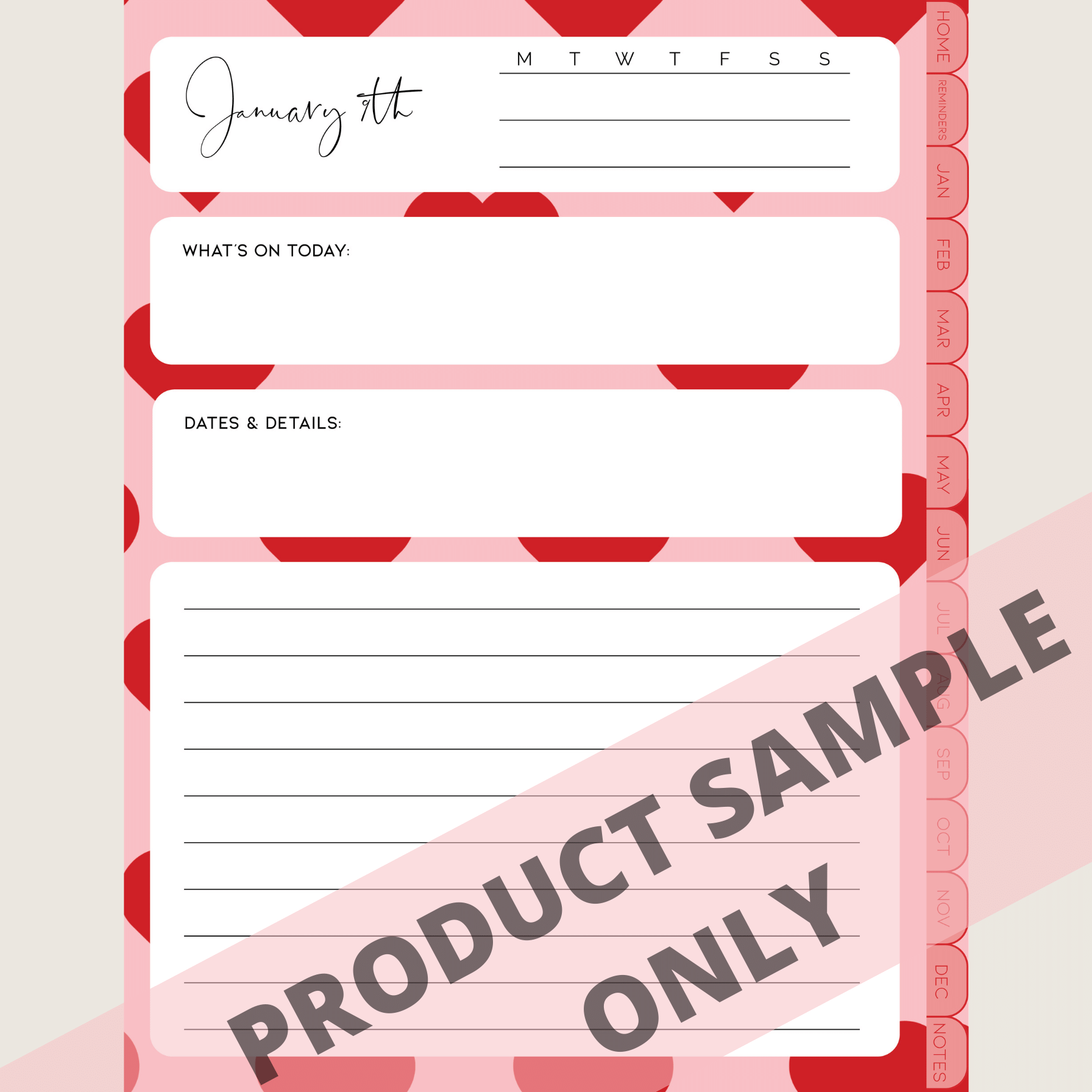 DIGITAL ANY YEAR DIARY (Valentine's Print 5)