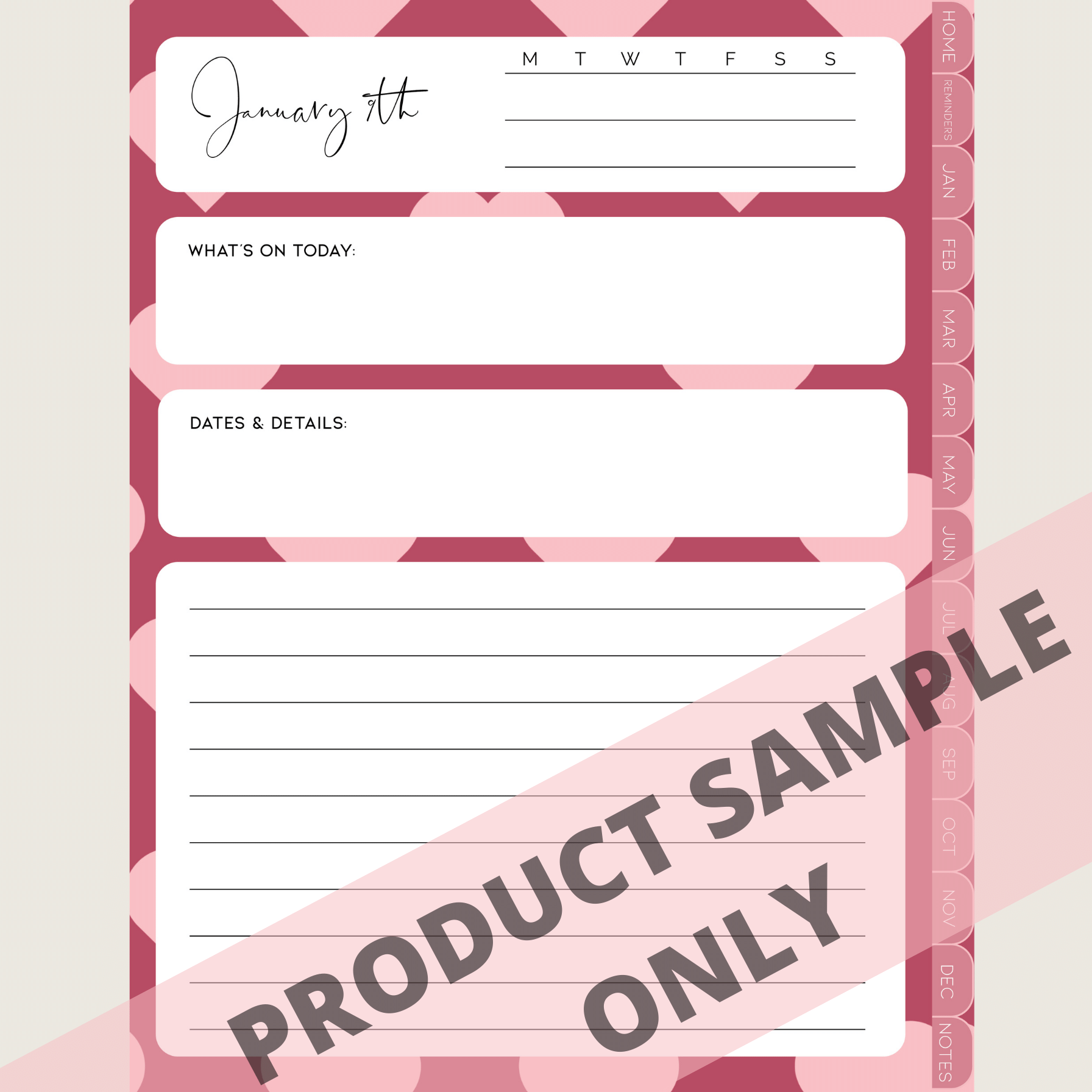 DIGITAL ANY YEAR DIARY (Valentine's Print 6)