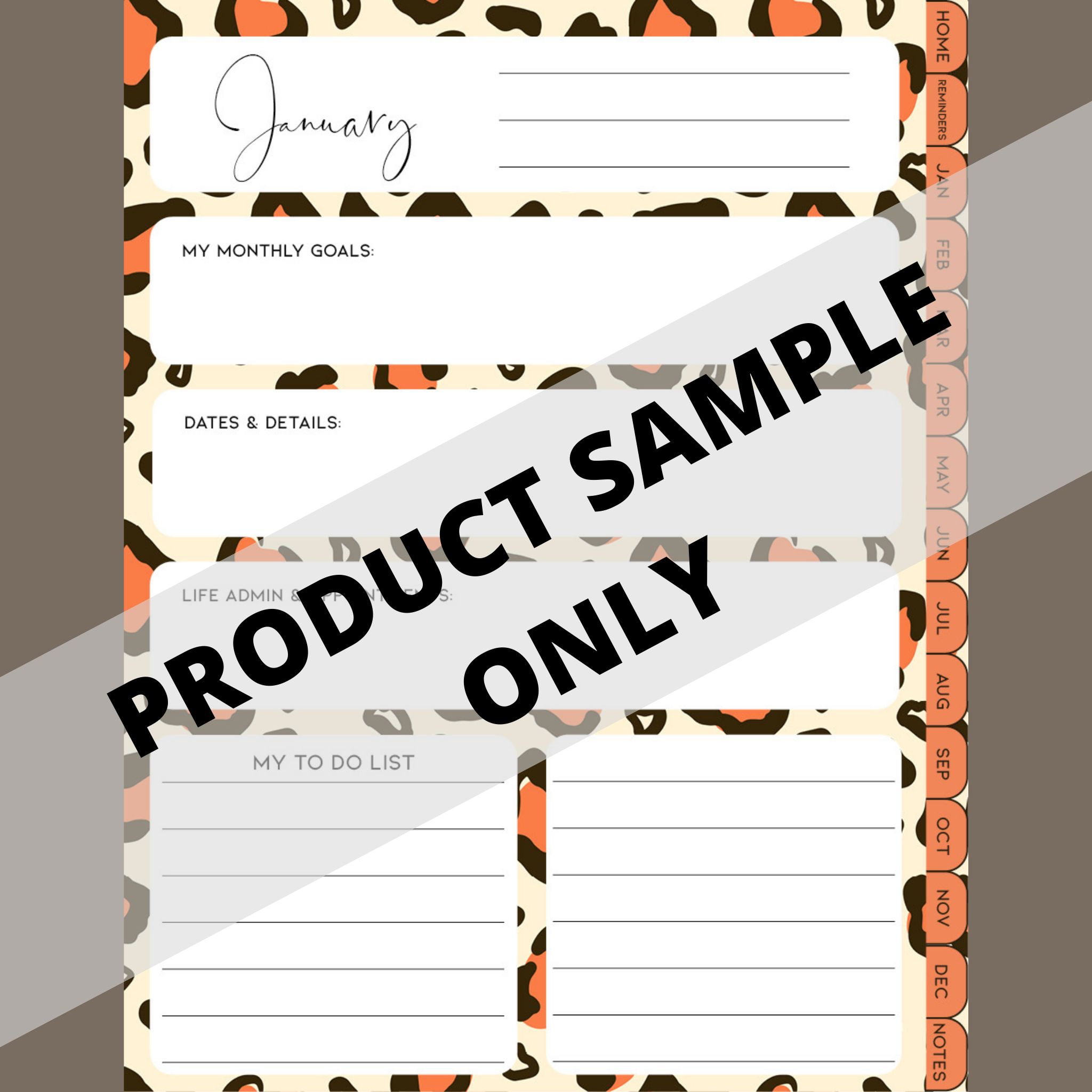 DIGITAL ANY YEAR DIARY (Jungle Designs Print 3)