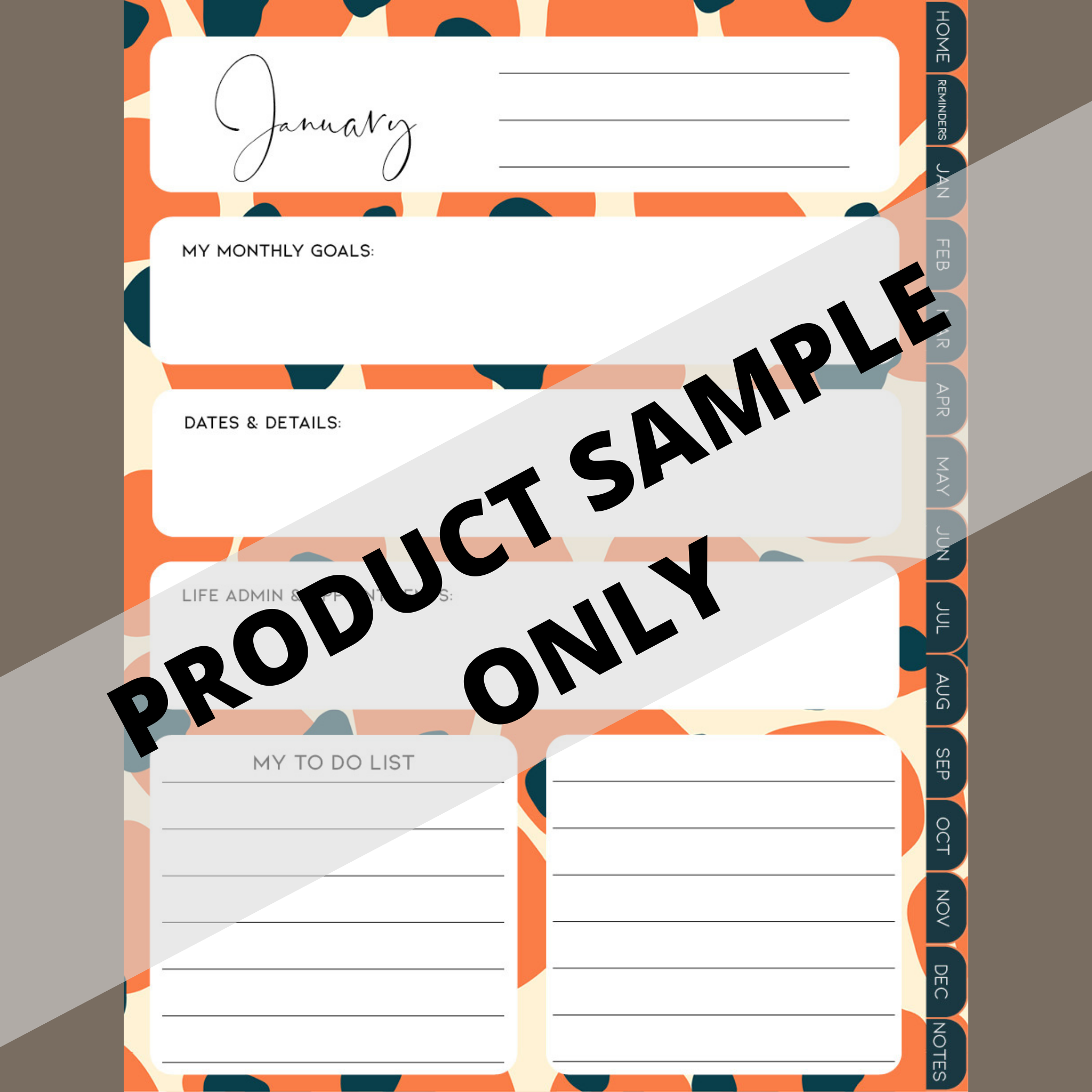 DIGITAL ANY YEAR DIARY (Jungle Designs Print 2)