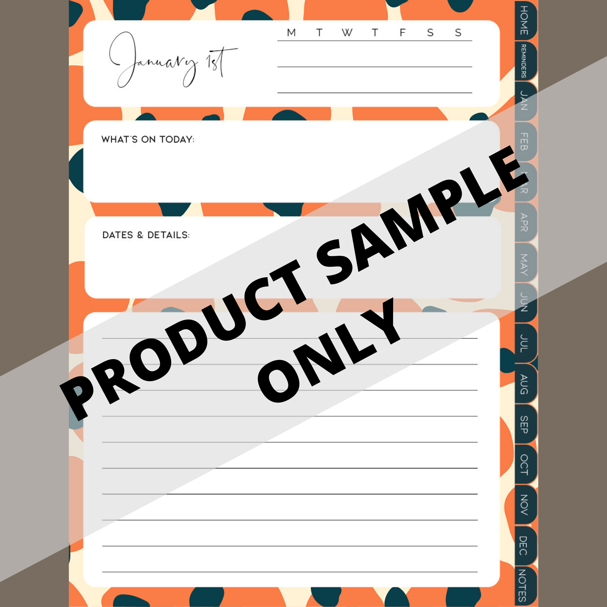 DIGITAL ANY YEAR DIARY (Jungle Designs Print 2)
