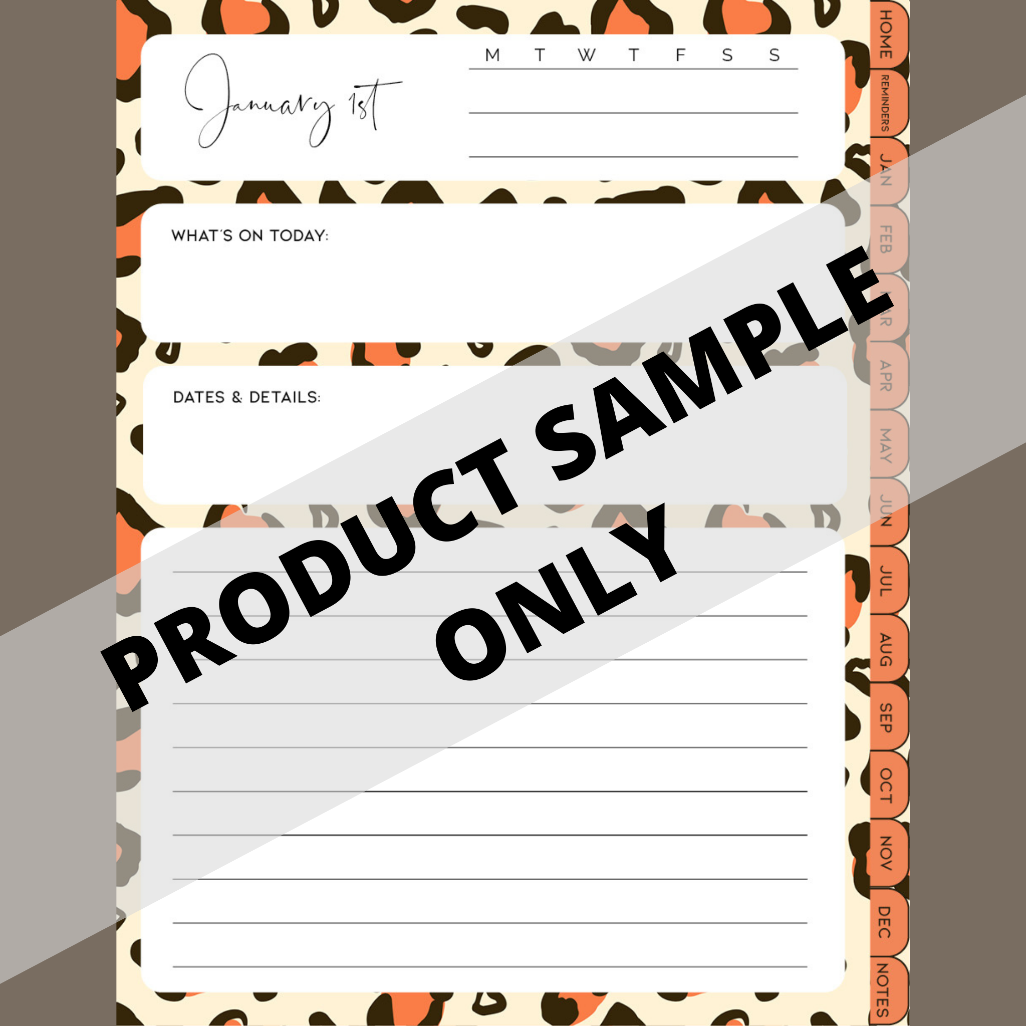 DIGITAL ANY YEAR DIARY (Jungle Designs Print 3)