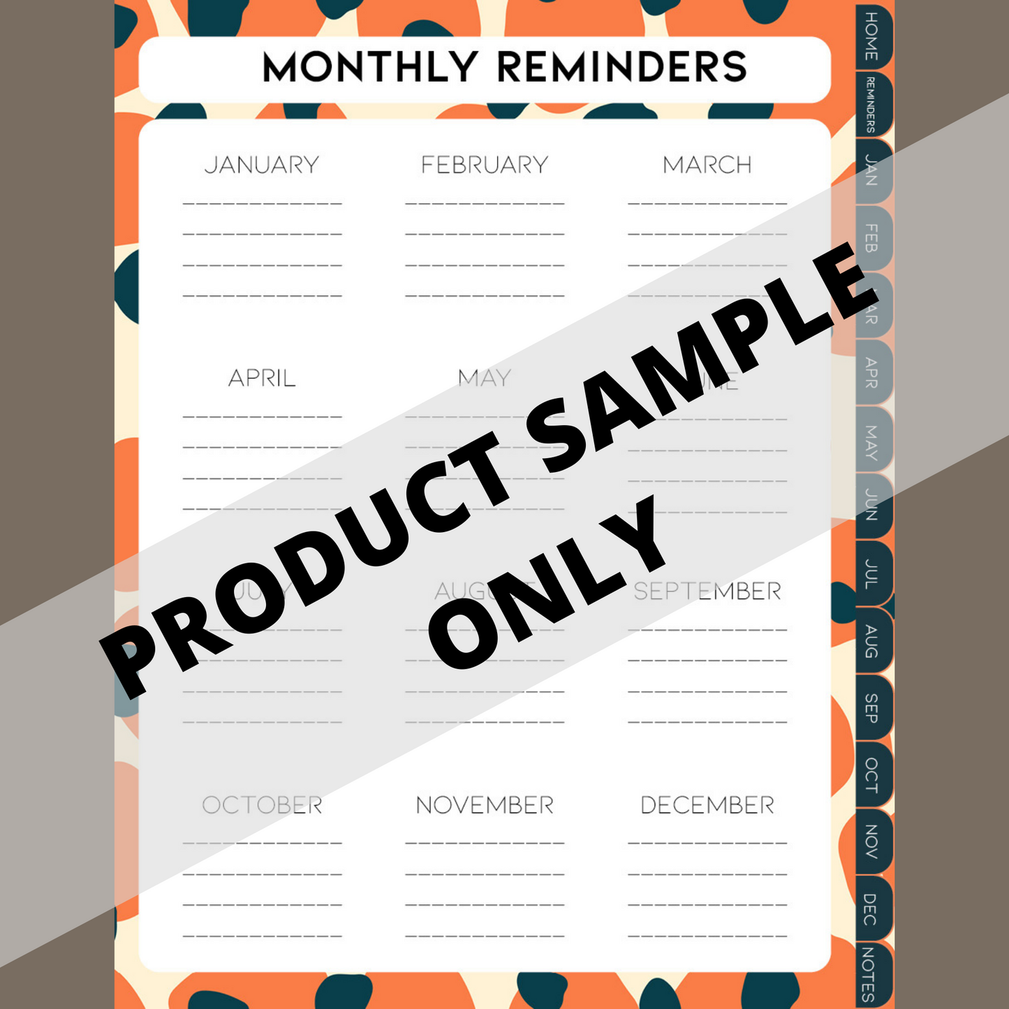 DIGITAL ANY YEAR DIARY (Jungle Designs Print 2)