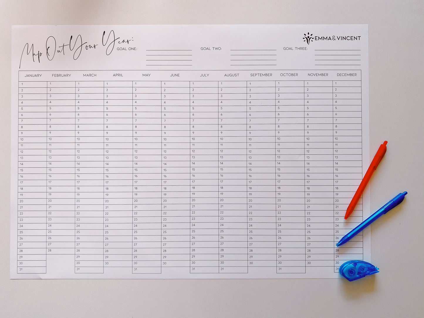 The Emma & Vincent Yearly Wall Calendar