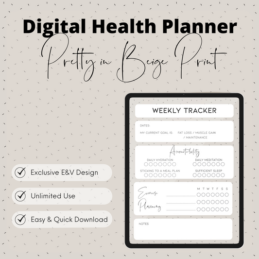DIGITAL HEALTH PLANNER (Pretty in Beige Print)