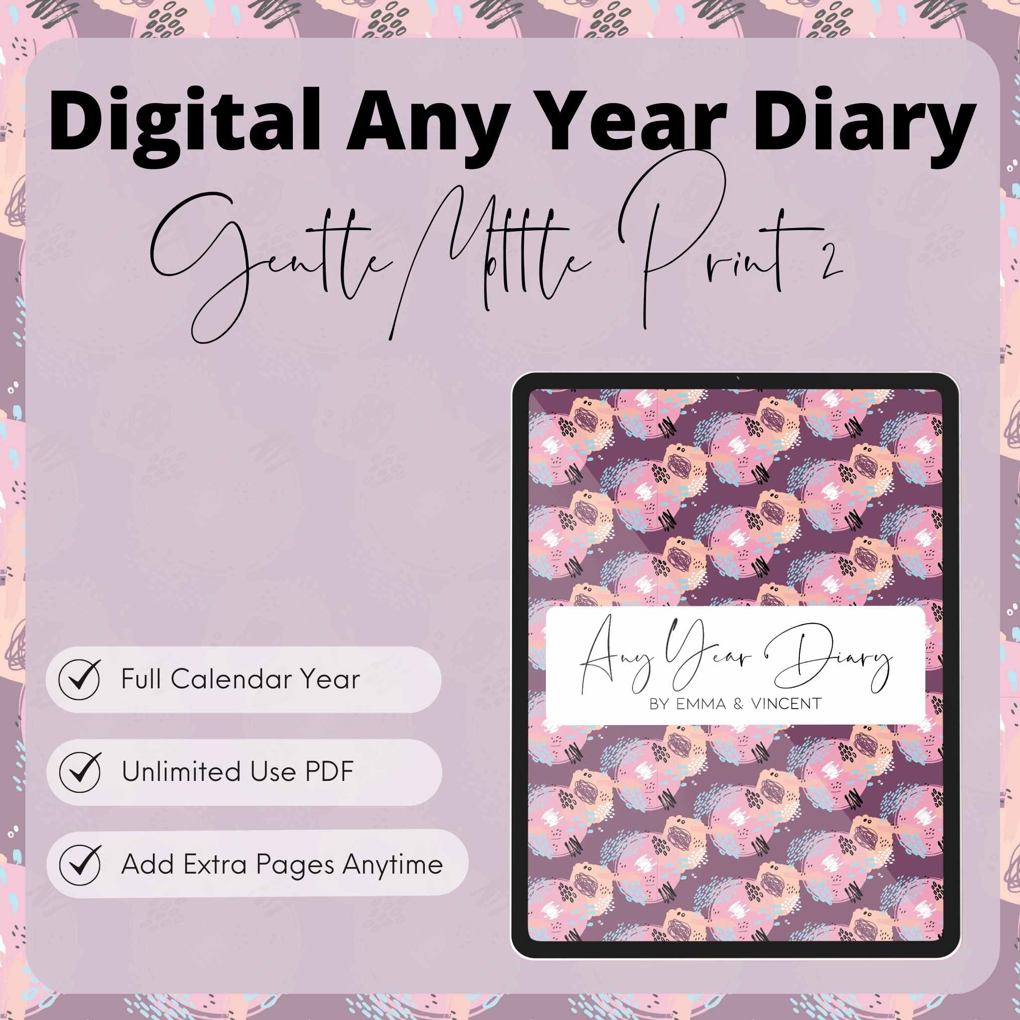 DIGITAL ANY YEAR DIARY (Gentle Mottle Print 2)