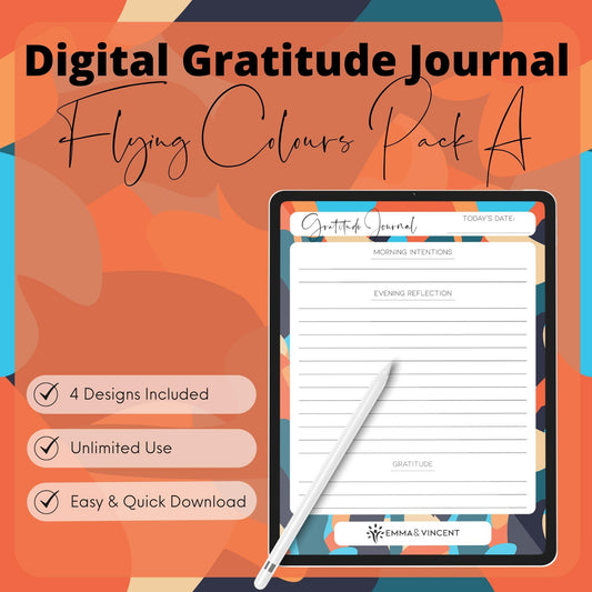 Digital Gratitude Journal - Flying Colours Pack A - 4 Designs Included!
