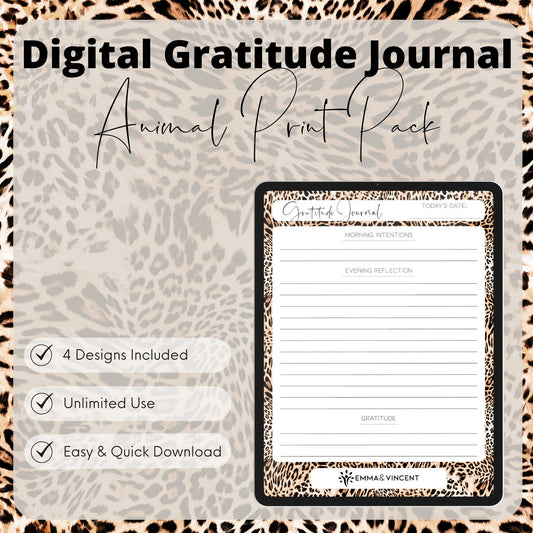 Digital Gratitude Journal - Animal Print - 4 Designs Included!