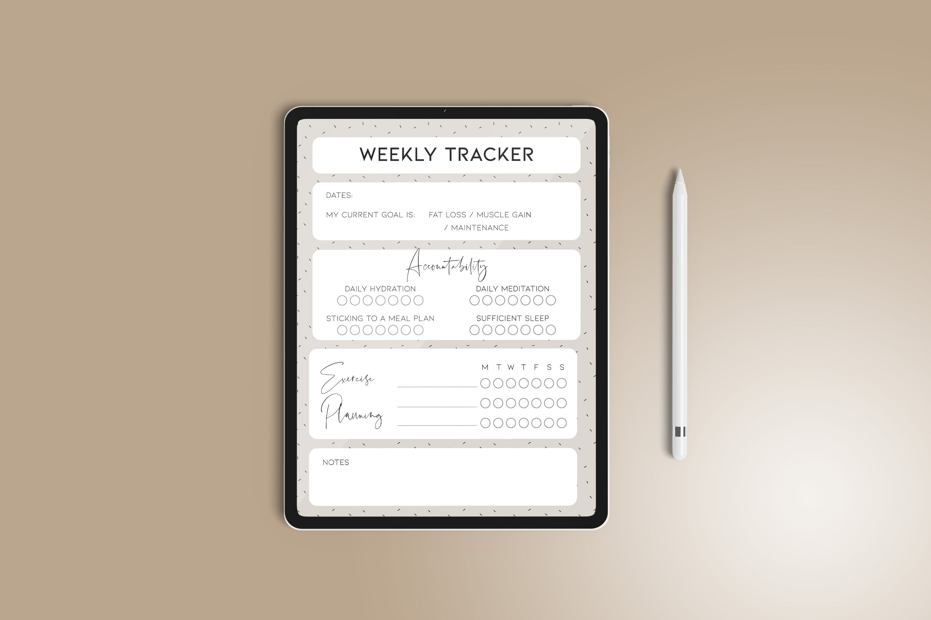 DIGITAL HEALTH PLANNER (Pretty in Beige Print)